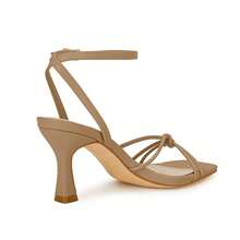 Women Square Open Toe Ankle Buckle Slingback Kitten Heels Summer Dress Sandals - Màu Khaki - Xem 4