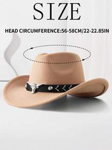 1pc Unisex Retro Western Cowboy Hat With Bull Trim For Everyday Casual Wear, Western Cowboy Parties.