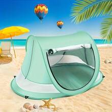 1 Pcs Beach Tent, Large Portable Sunshade Travel Tent, Indoor Play Tent With Mosquito Net, UPF 50+ UV Protection Sun Shelter - 綠色 - 查看 6