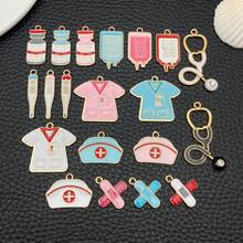 12/20pcs Mixed Antique Silver Alloy Enamel Medical Nurse Cap Stethoscope Charm DIY Pendant For Jewelry Making Craft Supplies Gift Jewelry For Nurse Doctor - Multicolor - View 17