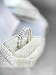 1pc Double-Layer Open Ring, Women's S925 Sterling Silver Thin Band Ring, Thumb Ring, Exquisite Jewelry Gift - Double-layer Drilling - View 5