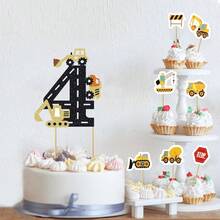 1 件/15 件建筑主题 2/1/3/4/5 岁生日蛋糕装饰、挖掘机二/一/三/四/五岁生日蛋糕装饰（适用于 BB 派对）、卡车路标生日蛋糕装饰、建筑主题 2/1/3/4/5 周年派对装饰 - 彩色 - 查看 29