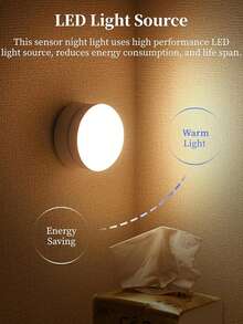 Bewegungssensor Nachtlicht, 360° drehbares LED Nachtlicht Schranklicht tragbar, Nachtlicht für den Innenbereich in Schlafzimmern, Fluren, Küchen, Kleiderschränken, Schränken