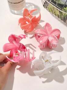 4pcs/Set Bohemian Floral Hair Clips, Sweet & Minimalist Daisy Flower Marble Pattern Hair Accessories, Suitable For Spring/Summer Beach Beauty Claw Clips Casual Hair Claw Fall Winter For Vacation Outfits Woman - 多色 2 - 查看 5