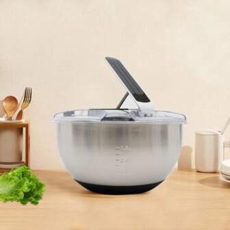 Salad Spinner Stainless Steel With Colander Basket, Handle And Lid, Quick Dry Design, Easy Drain System, Non-Slip Base, 3.5litre Lettuce Spinner Fruits Vegetable Washer Dryer