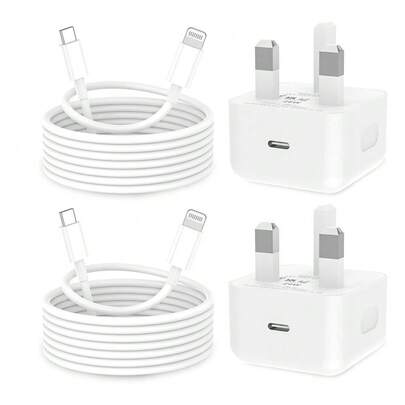 20W PD 快速充电器壁式适配器 + 3.3 英尺/100 厘米高效数据传输快速充电线，兼容 14 Pro Max/14 Pro/14 Plus/14/13/12/11/XS/XR/8/7/6、iPad 系列