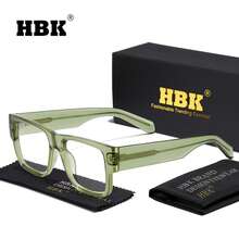 HBK Große Rahmen Klarglas Brille mit TR90 Rahmen, Metallkern Bügel, coole lässige Brille als Foto-Accessoire & Festival Geschenk
