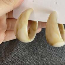 3 Pairs Fashion Women Earrings Set, Casual Exaggerated Big C Minimalist Stud And Dangle Earrings, Wedding Party Jewelry