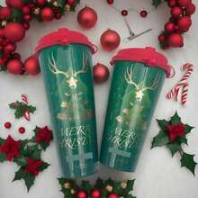 Christmas, New Year's Day,10-Piece Festive Christmas Coffee Cup With Lid,Reusable Festive Cup, Leak-Proof, Various Santa Claus, Reindeer, Bear, Checkered Designs , Parties And Decoration, Suitable For Hot Chocolate, Milk, Coffee And Beverages, Hand Wash Only, Plastic, Uncoated, Lead Free, Animal And Winter Themes - 多色 - 查看 5