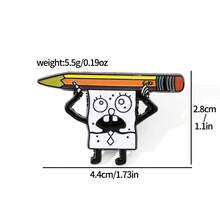 SPONGEBOB 1 Pc Comedy Cartoon Brooch Creaive SpongeBob SquarePants Enamel Pin Metal Badge Jewelry Clothing Backpack Accessories Gift For Friends - One Size - View 2