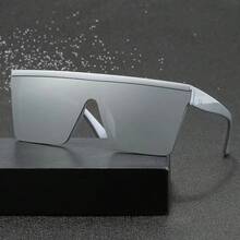 1 Pair Of Men's Geometric Frame Glasses - Large White Purple Light Lenses, Fashionable Street Style Design, Suitable For Driving And Daily Wear| Geometric Pattern| Polycarbonate Lens, Men's Glasses - Thủy ngân trắng - Xem 11