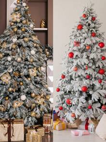 12/6 piezas Ramas artificiales de pino navideño, tallos de pino falso nevado, adecuados para decoración de árbol de Navidad, adornos de pino navideños, aplicables para guirnaldas, coronas y decoraciones de regalo de Navidad, decoraciones navideñas, decoraciones de mesa, decoraciones de árbol de Navidad - Multicolor - Ver 6