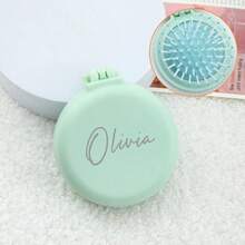 Customized Air Cushion Comb, Cute Candy Color Air Cushion Comb, Personalized Mirror Comb Set, 7 Color Options, Mini Portable Folding Air Cushion Comb, Home Massage Comb Mirror Integrated Hair Brush Christmas Beauty Accessories - Multicolor - View 10