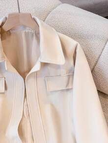 Women's Casual Solid Color Long Sleeve Short Regular Jacket, Suitable For Autumn, Winter, And Spring - Apricot - View 6