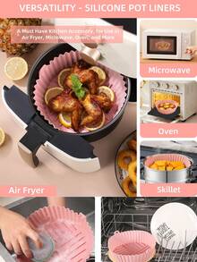 1pc Air Fryer Accessories, Non-Stick Baking Mat, Reusable Air Fryer Silicone Liner, Suitable For Oven, Microwave, Cake Mold, Large Size - Multicolor - View 3