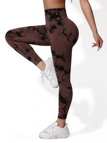 Women's Yoga Pants, Randomly Printed Seamless High Waisted Running, Fitness, And Sports Leggings