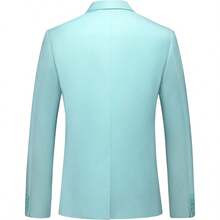Men's Slim Fit 2-Piece Tuxedo Suit One-Button Jacket & Pants Set For Wedding, Prom, And Formal Events - Aqua - View 2