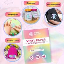 50 Stücke holografisches Aufkleberpapier - Regenbogeneffekt von Pink bis Lila, wasserfest, schnelltrocknend, selbstklebend, geeignet für Laser-/Tintenstrahldrucker, Scrapbooking, Visitenkarten - kompatibel mit Silhouette Schneidemaschine und Schneidematte, holografische Aufkleber, Scrapbooking Material, leuchtender Effekt, selbstklebende Rückseite, bedruckbare Aufkleber, kreative Profis, Regenbogeneffekt, strapazierfähiges Material, Bastler, Halloween