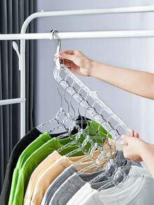 1pc Nine Hole Clothes Hanger, A Household Multifunctional Horizontal And Vertical Dual-Use Magic Rotating Thick Hanging Clothes Hanger. Laundry Storage And Organization, Drying Rack. Home And Daily Necessities. Clothing Cabinet Storage. Convenient And Practical.