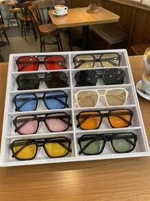 1 Pair, 2 Pairs, 3 Pairs, 4 Pairs, 5 Pairs Classic Fashion Fashion Glasses For Men And Women, Enhance Facial Attractiveness, Distinctive Design With Popular Colors, Fashionable Appearance. Made Of High-Quality Materials For Comfortable Experience, Suitable For Daily Life, Beach, Driving And Outdoor Travel Accessories - Multicolor - View 11