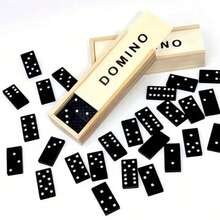 28pcs Wooden Domino Tile Set - Push-Pull Tabletop Game, Suitable For Outdoor Camping And Travel, Classic Black And White Dominoes With Storage Box, Outdoor Game | Classic Tabletop Game | Durable Wooden Structure, Fun Tabletop Game, Domino Tile Toy, Outdoor Camping Travel Game, Wooden Box Packaged Black Domino Tile Tabletop Game, Suitable For Family Entertainment And Party Games - Multicolor - View 3