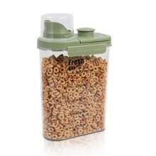 Recipiente hermético para alimentos, reutilizable, con tapa de plástico, organizador para cereales (1 unidad x 2,8 L - Verde cristal)