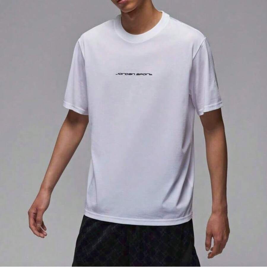 Nike قميص تي شيرت رجالي بياقة طاقم قصير الأكمام من ماركة AS M J JD SPRT BRND DF SS CREW، قميص بياقة طاقم مصنوع من القطن المحبوك TIBR6762-100