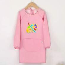 1pc Cartoon Cute Painting Smock, Art Drawing Graffiti Apron, Reversible Wear For Eating, Unisex - Multicolor - View 4