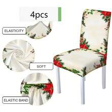 1/4/6/8 Stücke Set, modische Weihnachts-Muster Stuhlbezüge/Bürostuhlbezüge/Esszimmerstuhlbezüge, geeignet für moderne Inneneinrichtung Zuhause, Restaurant und Hotel Dekoration. Die elastischen Stuhlbezüge sind waschbar, ideal als Weihnachtsgeschenke. - Verschiedenfarbig - Übersicht 15
