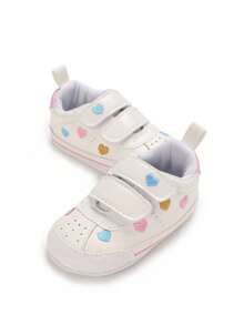 女婴新款心形刺绣鞋，防滑婴儿鞋，软底幼儿运动鞋，春秋季 - 白色 - 查看 4