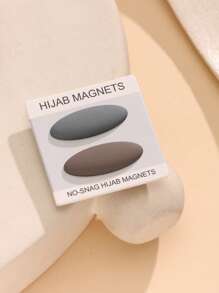 2个纯色锌合金穆斯林头巾磁性搭扣，强力磁铁，椭圆形拇指扣，不脱落橡胶涂层，适合女性日常佩戴，春夏秋冬四季皆宜。 - 橢圓形 - 查看 5