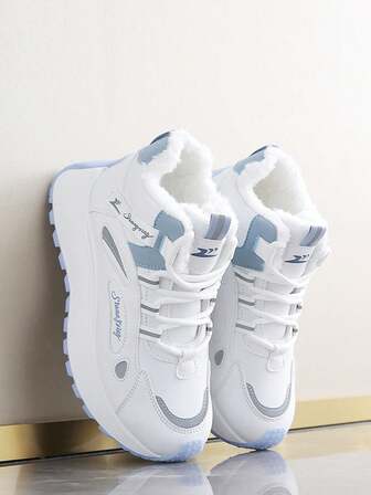 女士冬季鞋，轻便舒适，精致设计，保暖衬里，温暖厚底，女士高帮休闲运动鞋