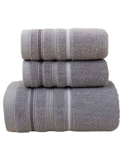 1pc Gray Bath Towel, Minimalist Jacquard Pattern, Rectangular 70*140cm For Adults, Swimming, Bathing, Or 34*74cm Hand Towel, Quick-Dry, Absorbent, Soft, Colorfast, Suitable For Bathroom, Hotel, Gym, Travel, Holiday Gift Shower Towels For Beauty Salon, Hotel Sports,Home Essentials, Towel, Skin Care