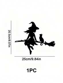 1 件迷人的女巫和猫花园装饰 - 耐用的铁艺庭院艺术与飞天扫帚，非常适合万圣节、草坪、花园、露台户外空间、树桩插入物、户外花园装饰|恐怖主题装饰|女巫装饰 - 彩色 - 查看 6