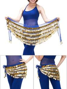 Đai lưng múa bụng lấy cảm hứng từ Ả Rập - Dây quấn cồng chiêng bằng đồng 5 lớp 288 xu dùng cho biểu diễn và sự kiện lễ hội - Nhiều màu - Xem 3