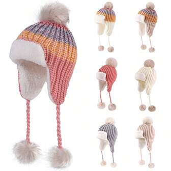 Infant Pom Pom Beanie Kid Winter Hats Toddler Cap Knit Warm Beanies Caps For Baby Boys Girls