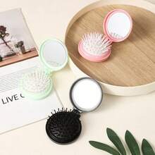Customized Air Cushion Comb, Cute Candy Color Air Cushion Comb, Personalized Mirror Comb Set, 7 Color Options, Mini Portable Folding Air Cushion Comb, Home Massage Comb Mirror Integrated Hair Brush Christmas Beauty Accessories - Multicolor - View 4