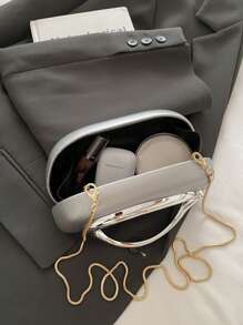 黑色PU皮革手拿包 - 情人节理想之选，舒适时尚，款式别致，个性化礼物之选，2025年必备单品，风格独特，适合各种场合，品质奢华，价格实惠 - 銀色 - 查看 10