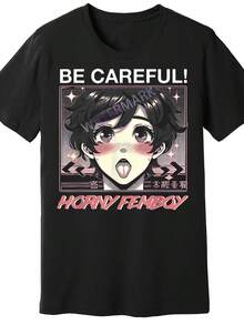 Be Careful Femboy" Funny Anime Cosplay Men's T-Shirt - Soft Cotton, Short Sleeve, Crew Neck, Black, Otaku, 866216vintage Clothes Women Halloween Clothes  Printed Shirts, Ladies' Tops, Printed Short-Sleeve One-Piece Shirts - 黑色5 - 查看 1