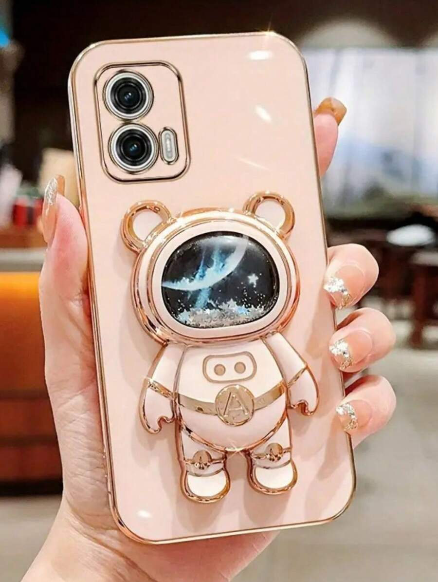 City Capas – Luxury Case With Glitter Astronaut Stand For Motorcycle, Cute And Functional - 淺粉色 - 查看 1