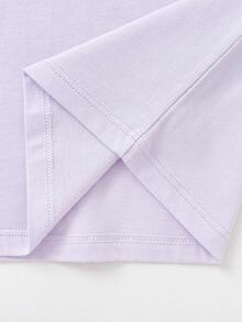 Balabala Set de 2 piezas de pijama de algodón con estampado de letras y dibujos animados para niños y niñas preadolescentes, novedad primavera 2025 - tono morado blanco - Ver 8