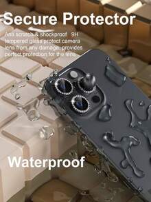 3 piezas Protector de lente de cámara de manzana, hecho de vidrio templado de diamante, adecuado para fotografía nocturna, antirreflejo, protege el lente compatible con iPhone 17/16 Pro/16 Pro Max, compatible con la serie Protector de lente - Negro - Ver 4