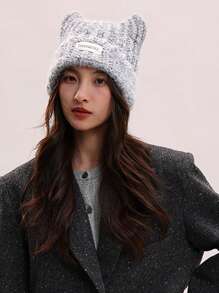 1 件渐变色猫耳毛绒针织帽，女士保暖护耳帽，百搭针织防寒帽，适合秋冬季女士 - 針織帽 - 查看 4