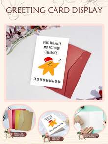 1PC Cute Star Christmas Card - Festive Cartoon Design Of Star With Santa Hat, Sending Humorous Holiday Wishes To Friends, Family, Husbands & Sons - Perfect For Spreading Joy And Delight - Multicolor - View 2
