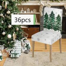 1/4/6/8 Stücke Set, modische Weihnachts-Muster Stuhlbezüge/Bürostuhlbezüge/Esszimmerstuhlbezüge, geeignet für moderne Inneneinrichtung Zuhause, Restaurant und Hotel Dekoration. Die elastischen Stuhlbezüge sind waschbar, ideal als Weihnachtsgeschenke. - Verschiedenfarbig - Übersicht 30