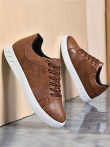 Men's Streetwear Skateboard Shoes, Plus Size Solid Color Casual Sneakers, Comfortable Non-Slip Lace-Up Sports Shoes Suitable For Men Outdoor Activities 2000s Style Valentine's Day Ideas