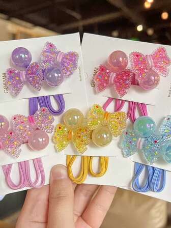5 st/1 st tecknade rosett scrunchies färgglada hårsnoddar elastiska hårsnoddar hästsvanshållare mjuka godisfärgade håraccessoarer, slumpmässig färg, hårresår, hårgummiband, elastiskt hårsnodd, hemskönhet kvinnor accessoarer gåvor, hårrep