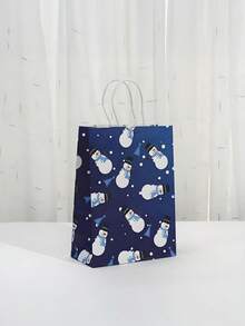 12入藍色聖誕紙禮物袋，塗層紙材質附手提把，冬季雪花設計（6款），適用教室、派對伴手禮、聖誕睡衣禮物與聖誕裝飾 - 彩色 - 查看 10