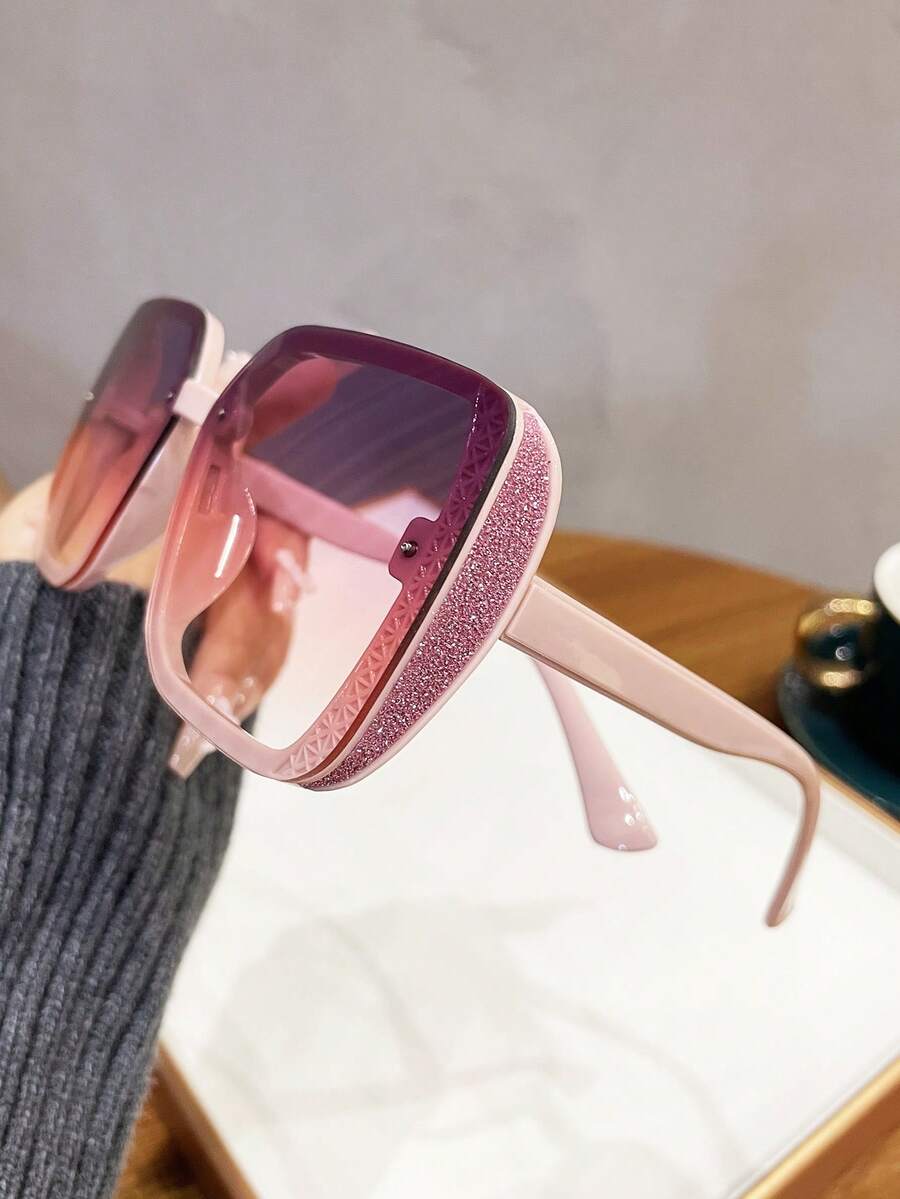 1pc Women's Vintage Square Frame Plastic Fashion Glasses , Suitable For Outdoor Travel And Street-Style Square Shape Shades - Multicolor - View 1