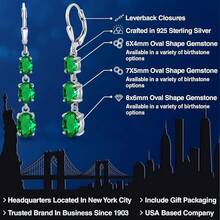 Gem Stone King 3-Stone Leverback Drop Dangle Earrings Women |   925 Sterling Silver |   Gemstone Birthstone |   Oval 8X6MM 7X5MM And 6X4MM |   Fine Jewelry Gifts Her Mom Women Wife - 奈米翡翠,五月 - 查看 2